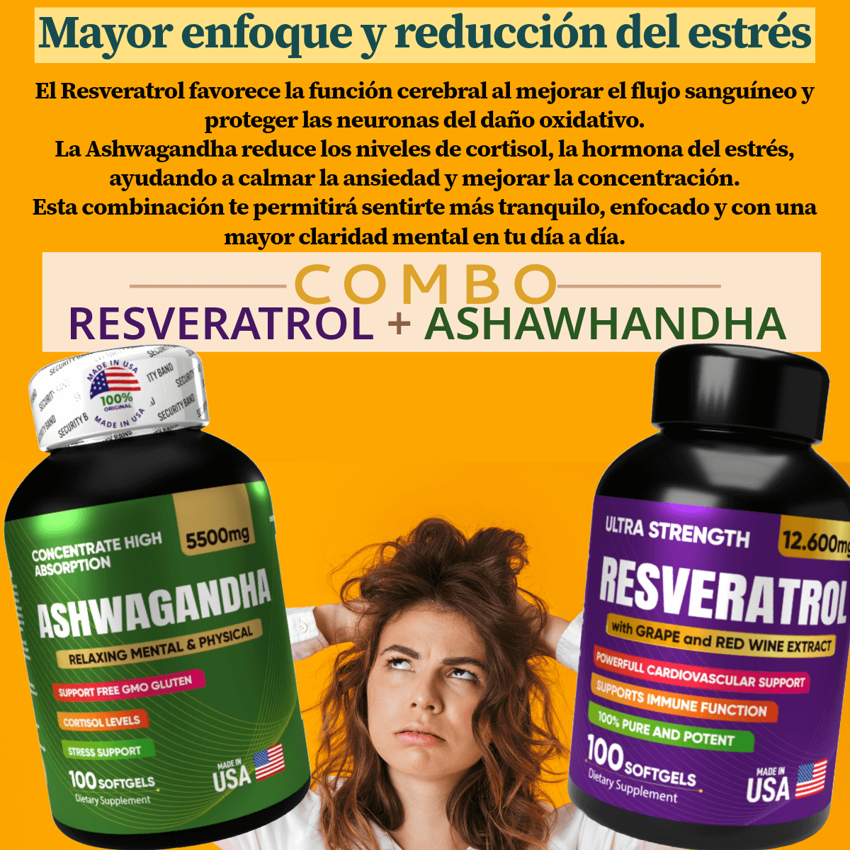 Combo Resveratrol + Ashwagandha para Energía, Longevidad y Bienestar - nutrybelleze